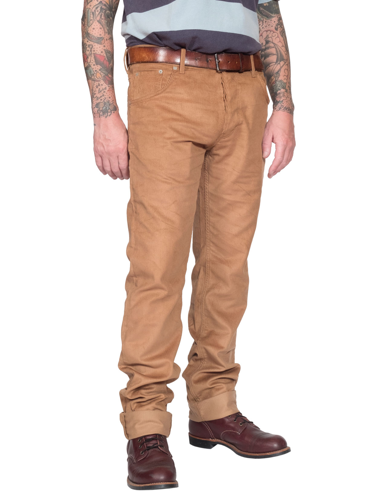 Eat Dust - Fit 76 Loose Staight Feincord Pants - Cognac
