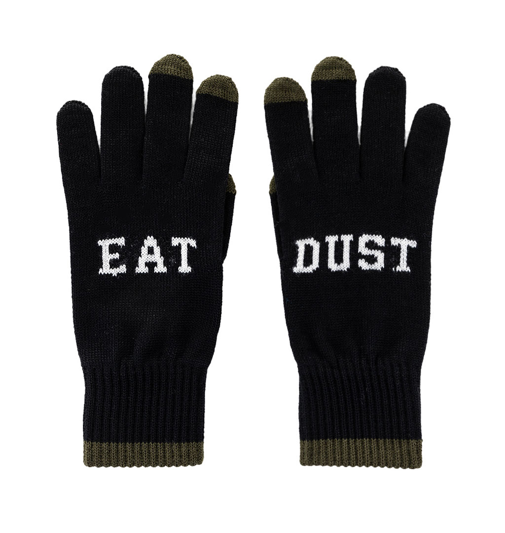 Eat Dust - Knitted Wool Gloves - Black/Khaki 