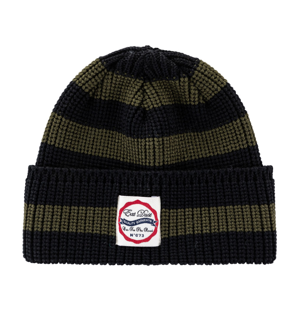 Eat Dust - X Chopper Knitted Wool Beanie - Black/Khaki 