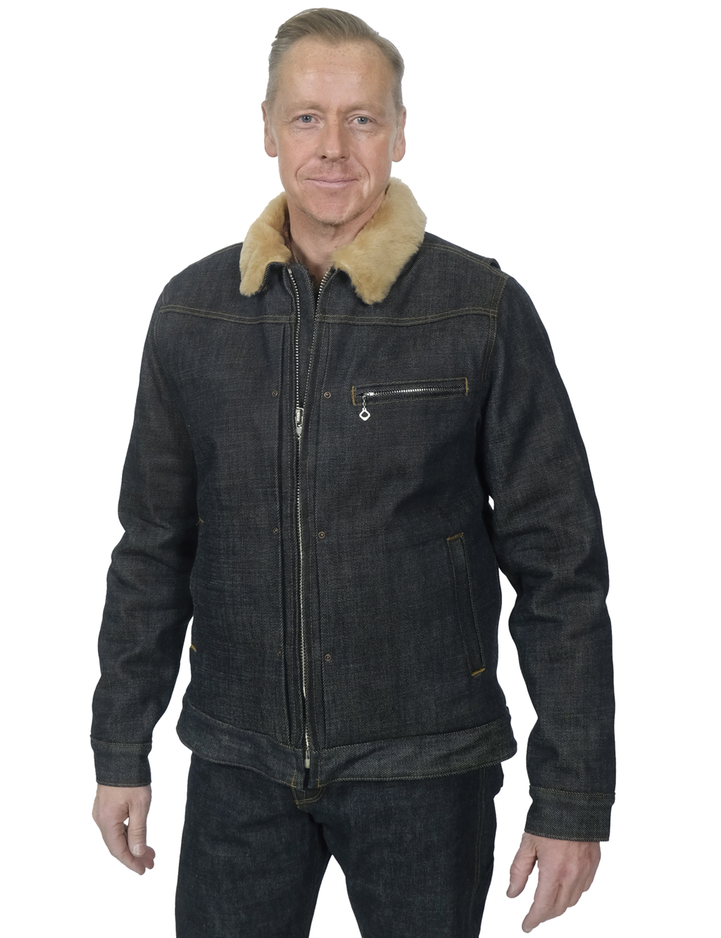 Freenote Cloth - RJ-2 Denim Shearling Jacket