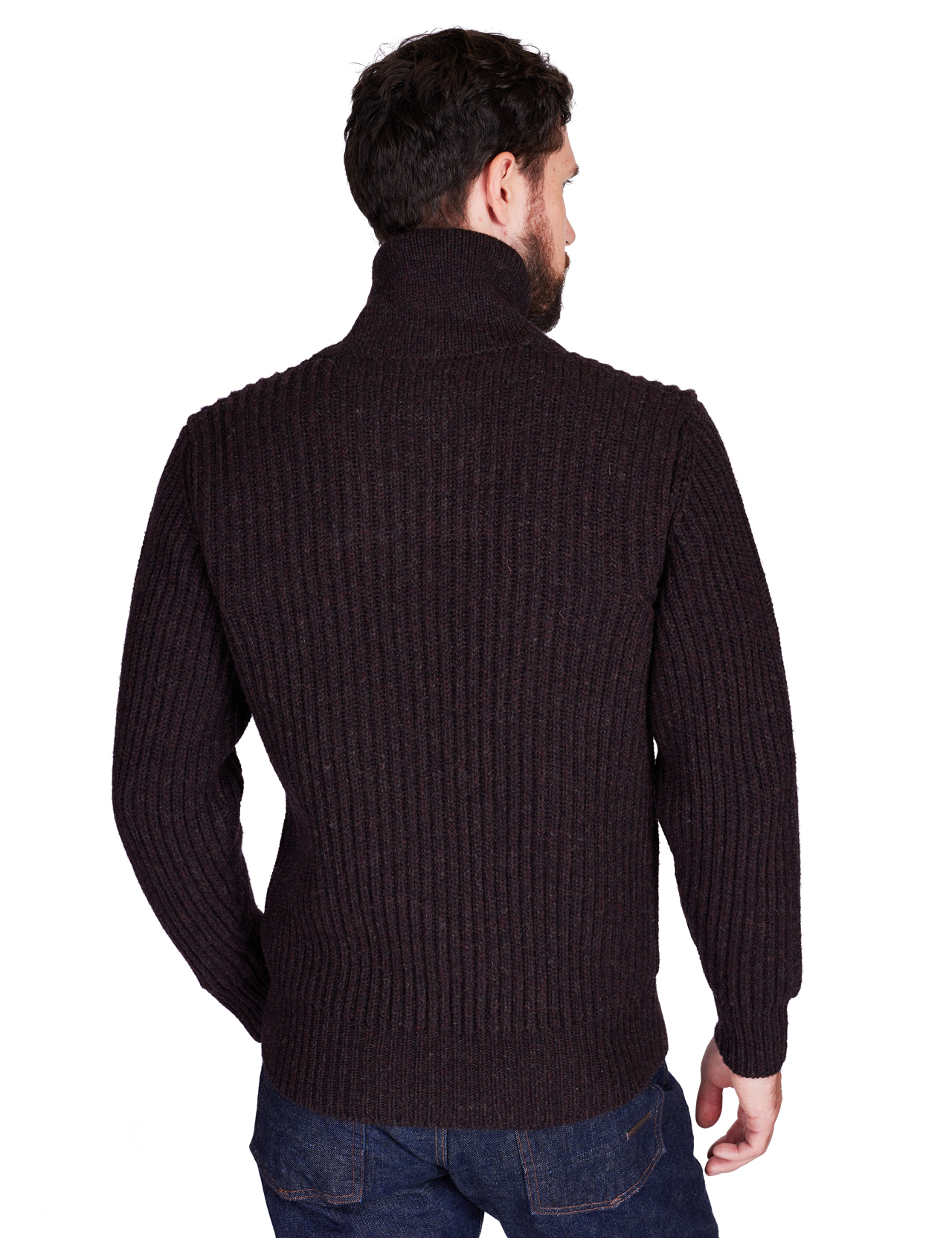 Filson - Bristol Shawl Neck Wool Sweater - Dark Brown Heather