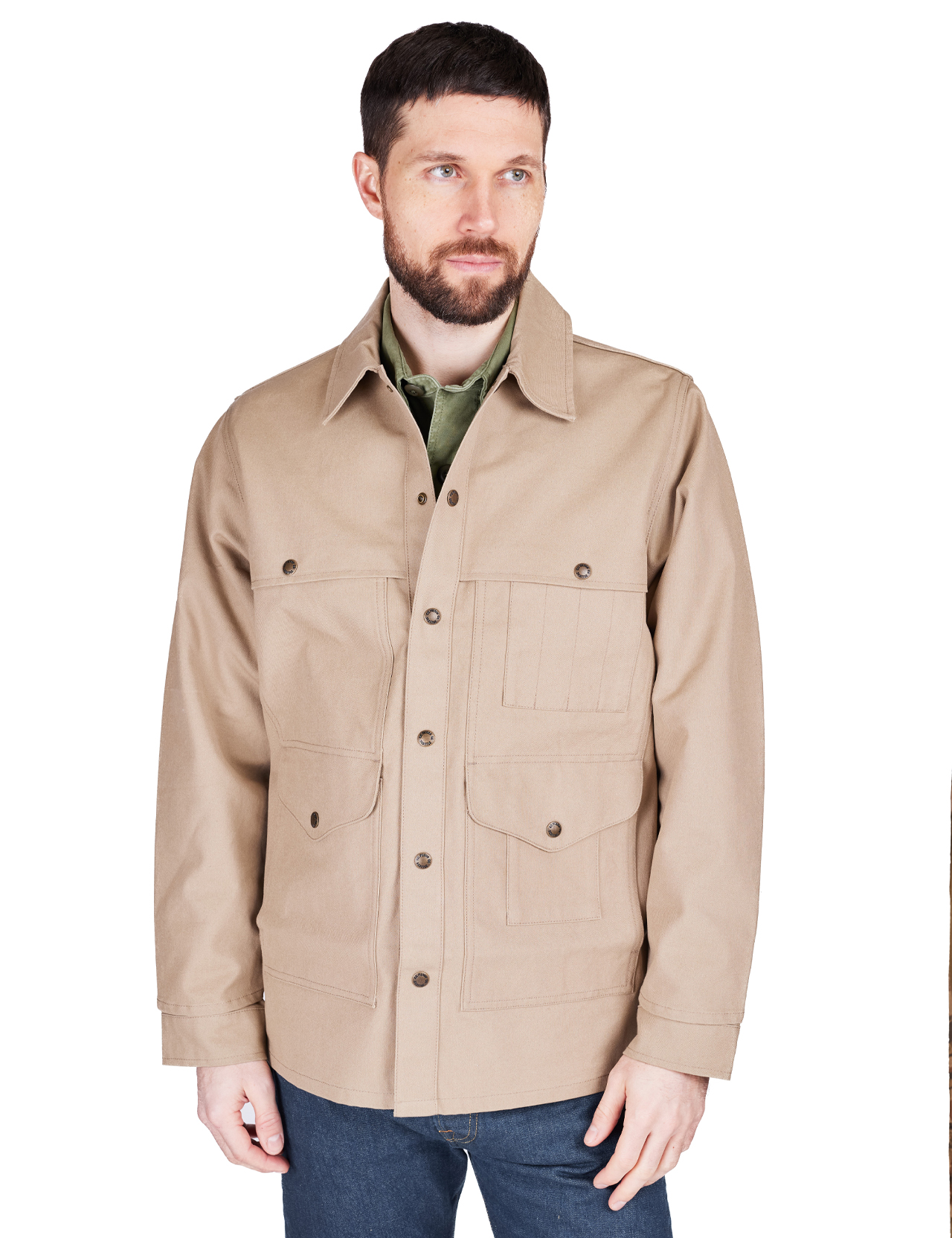 Filson Dry Tin Cloth Cruiser Jacket Gray Khaki - Main Image