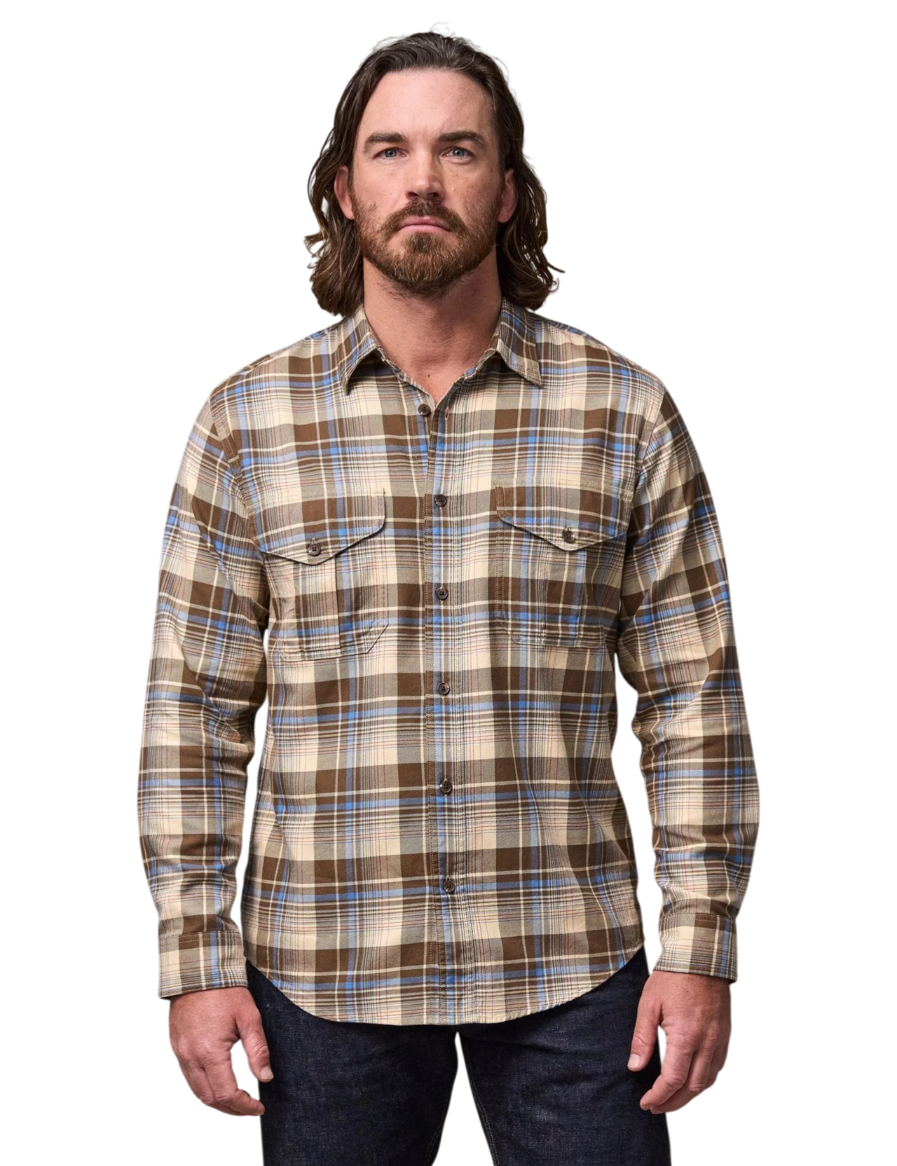 Filson---Lightweight-Alaskan-Guide-Shirt---Cream-Blue-Multiplaid-1