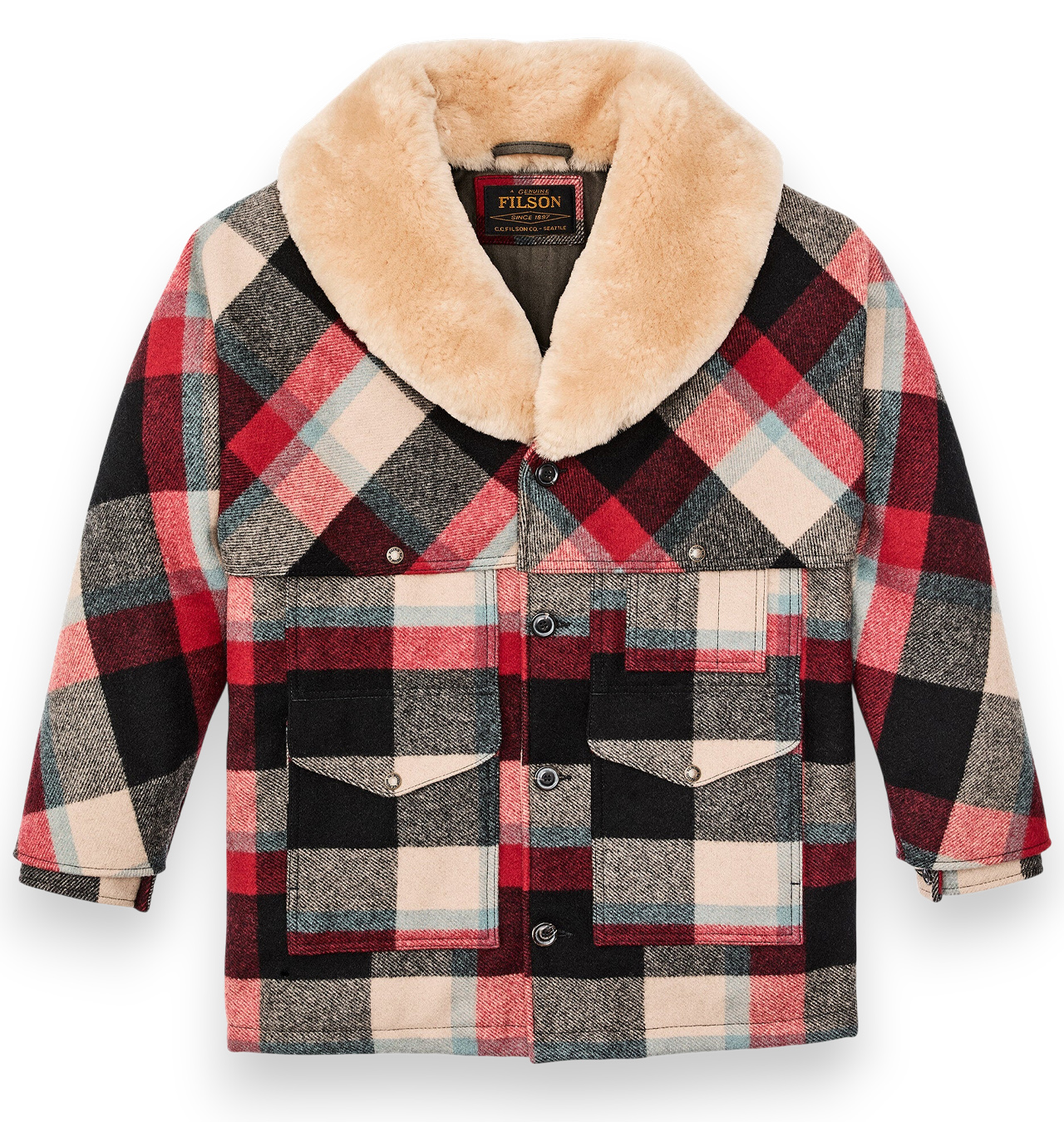 Filson - Lined Wool Packer Coat - Red / Cream / Blue Plaid