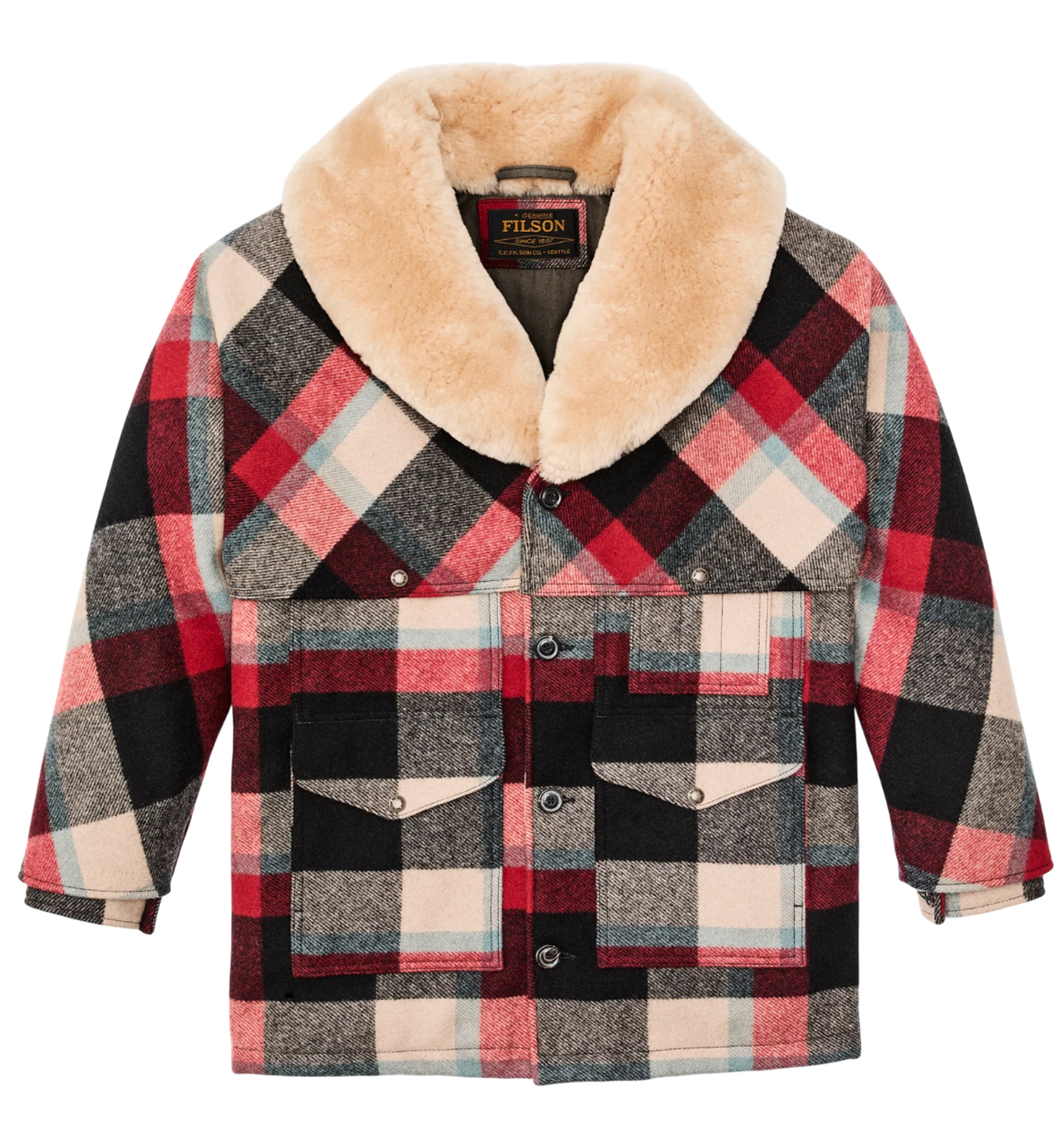 Filson - Lined Wool Packer Coat - Red / Cream / Blue Plaid