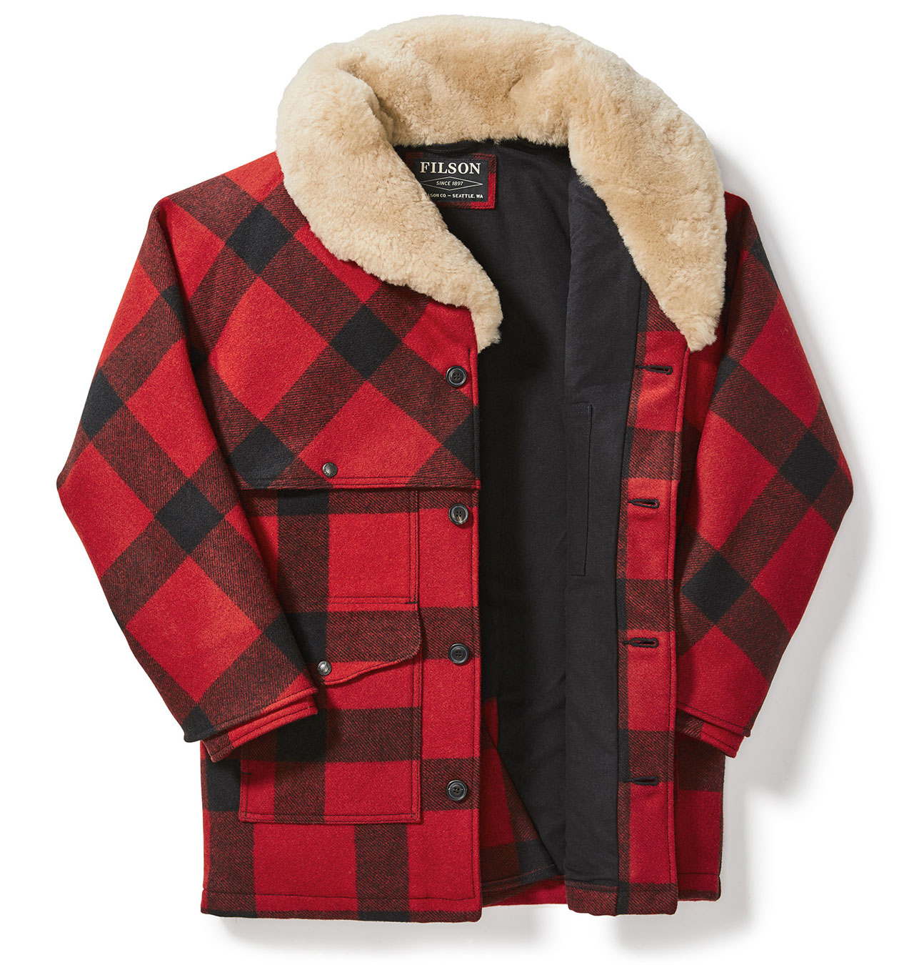 Men's Clothing, Shoes & Accessories Filson Lined Wool Packer Coat Red