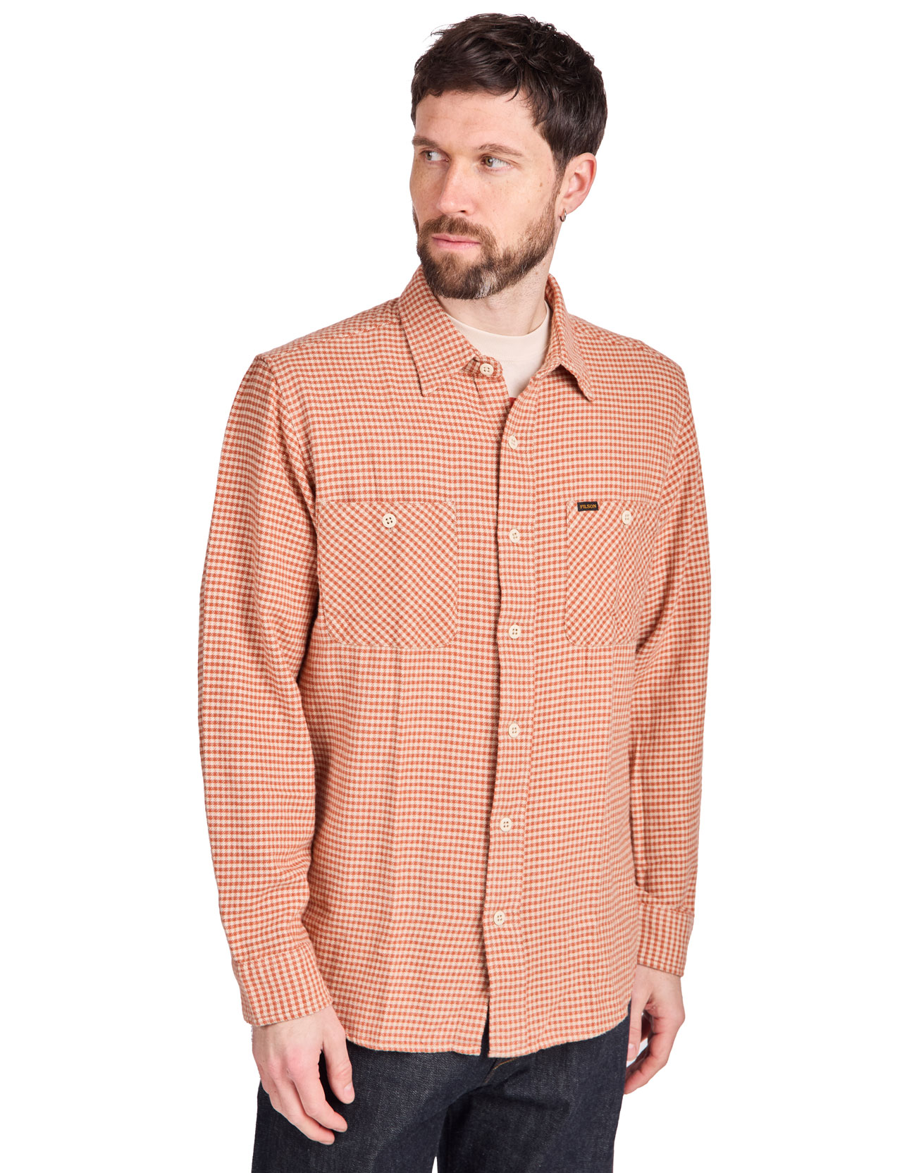 Filson - Rangeland Lightweight Flannel Shirt - Salmon/Oat Houndstooth