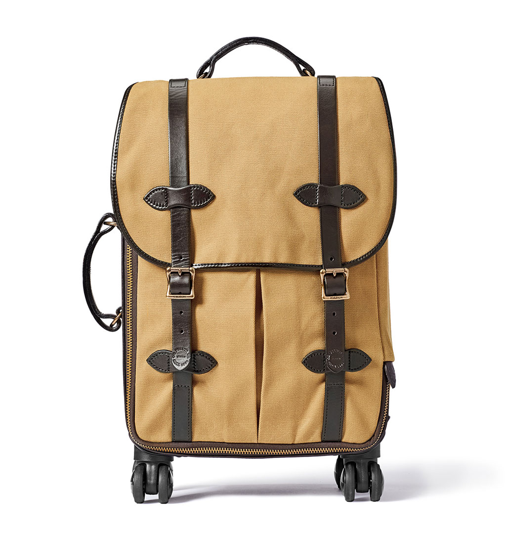 Filson Rugged Twill Rolling 4Wheel CarryOn Bag Tan