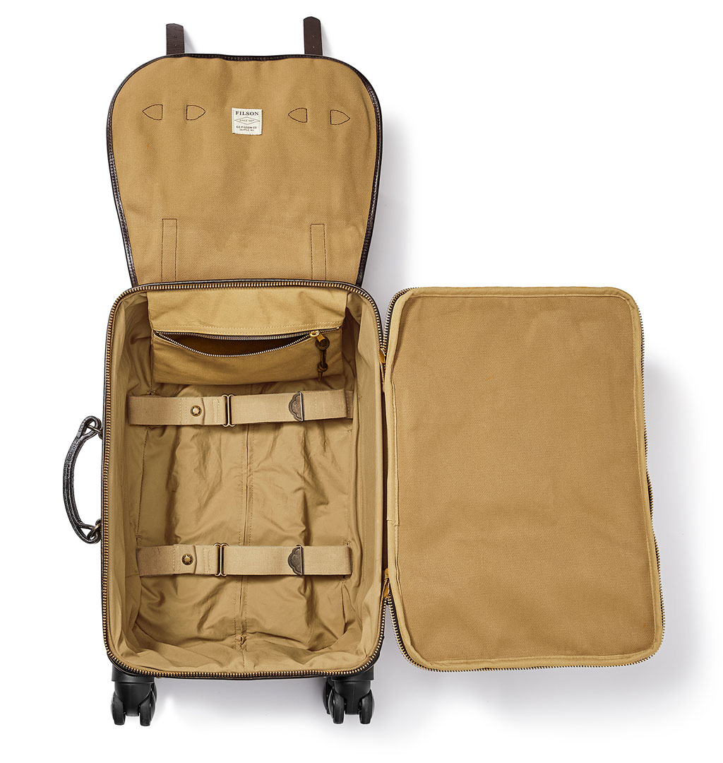 Filson Rugged Twill Rolling 4Wheel CarryOn Bag Tan