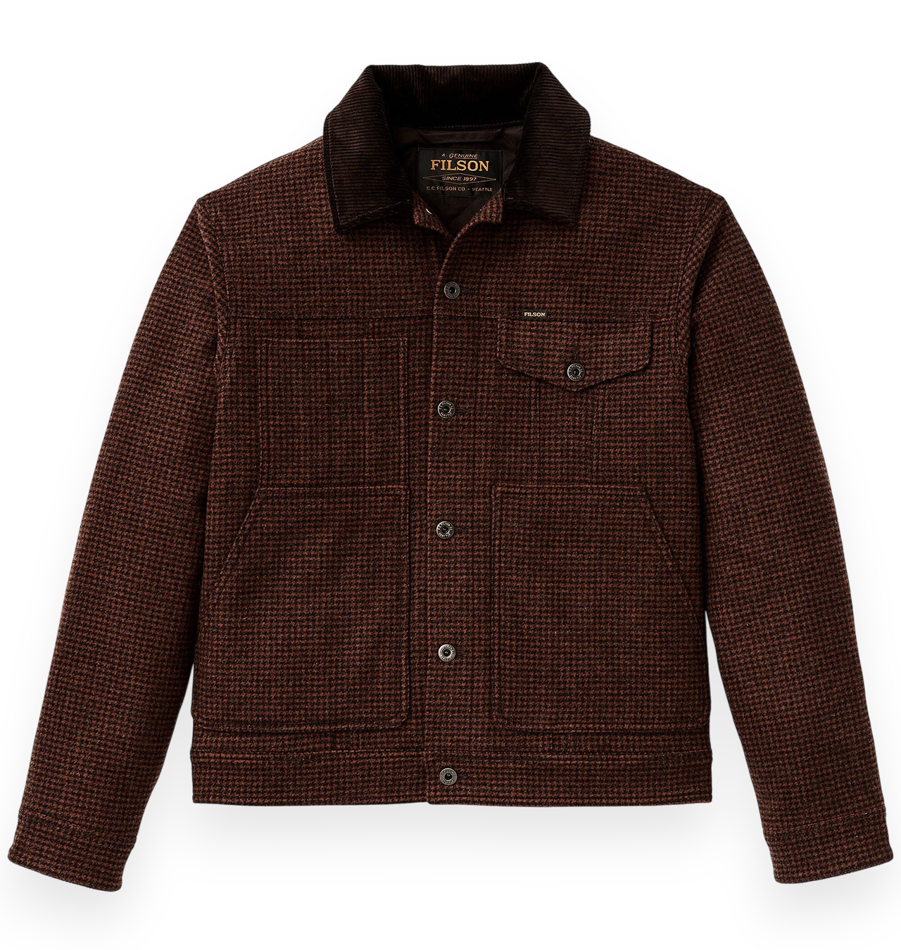 Filson - Spokane Insulated Short Wool Cruiser Jacket - Merlot / Black Plaid