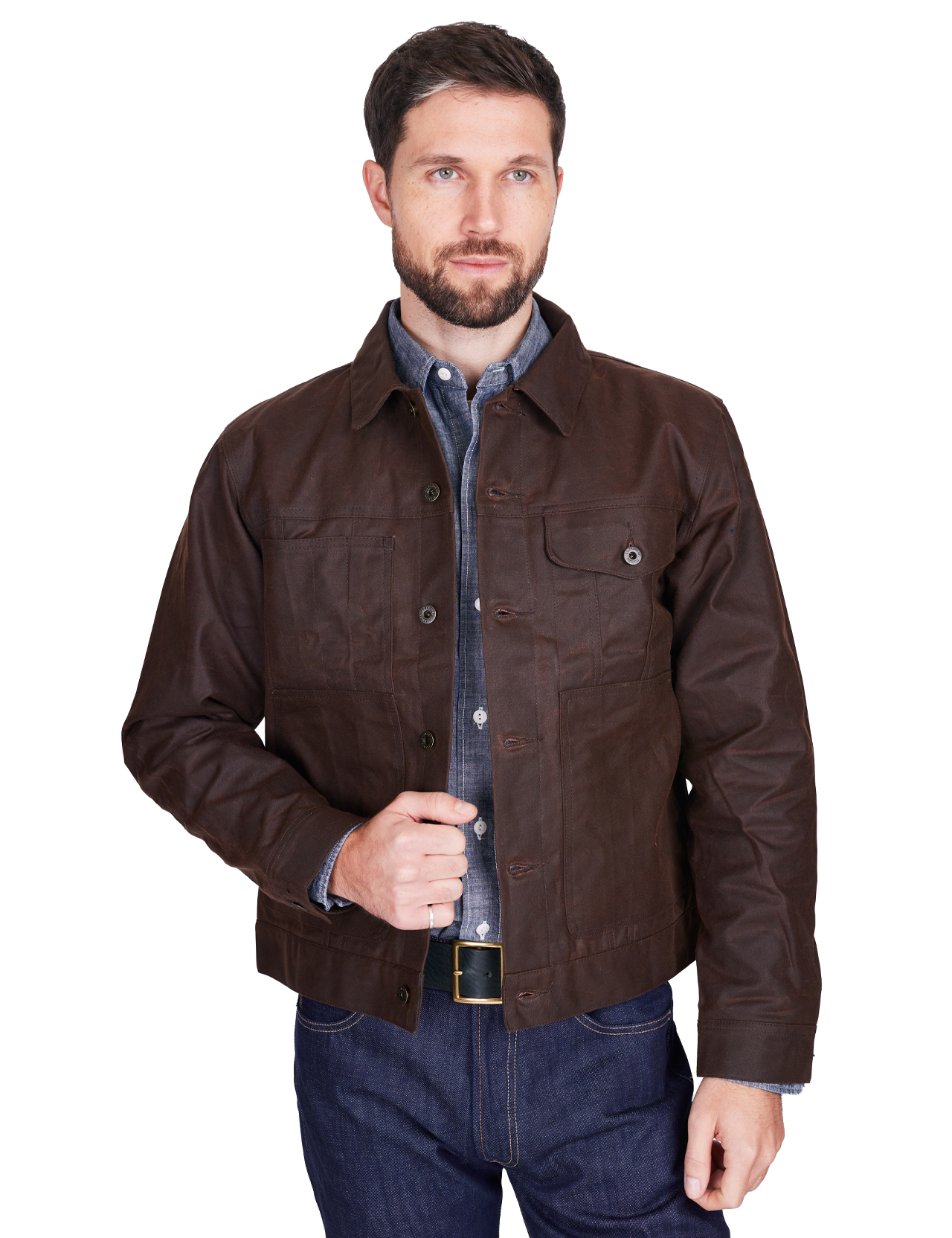 Filson---Tin-Cloth-Short-Lined-Cruiser-Jacket---Dark-Brown-1