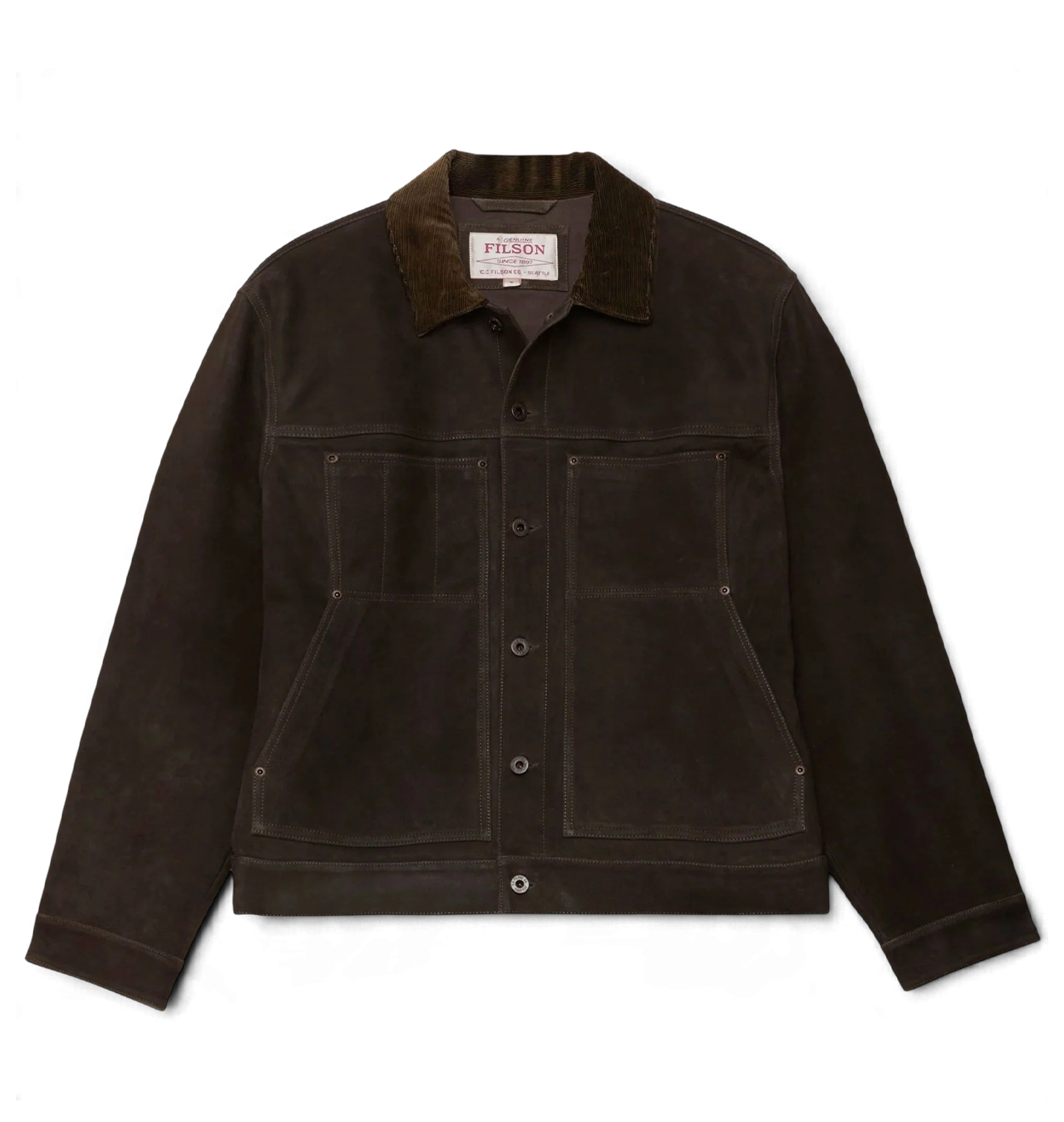 Filson - Waxed Suede Short Cruiser Jacket - Dark Brown