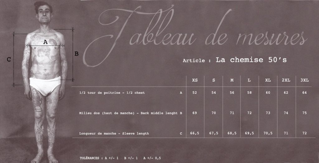 Fleurs De Bagne Size Chart