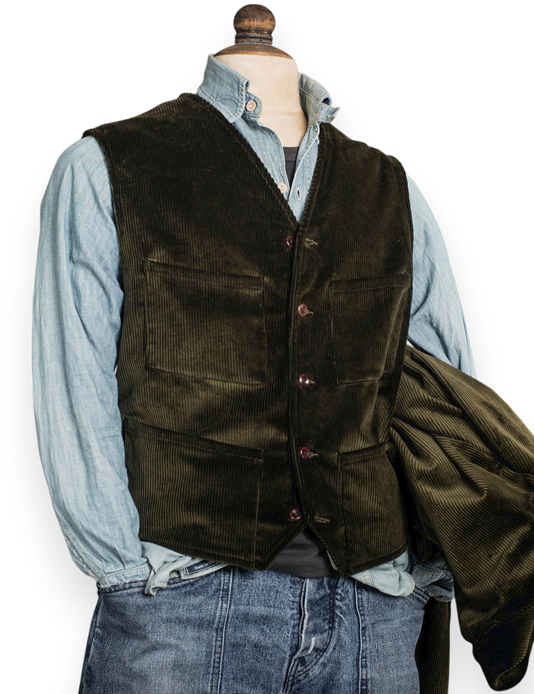 Fleurs de Bagne - Le Gilet Milord Corduroy Vest - Khaki