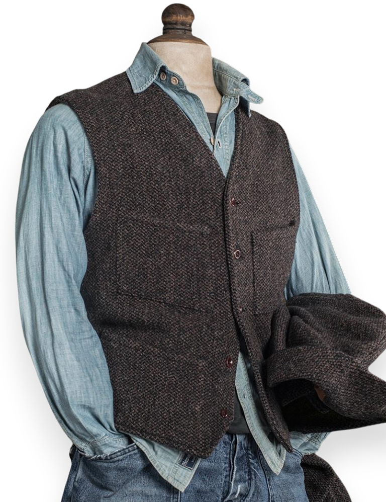 Fleurs de Bagne - Le Gilet Milord Wool Vest - Chiné Chocolat