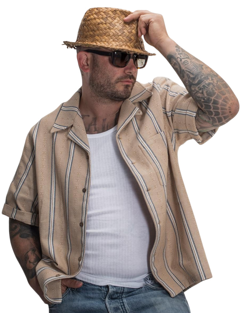 Fleurs-de-Bagne---Short-Sleeves-50s-Shirt---Azteque-Sand-1