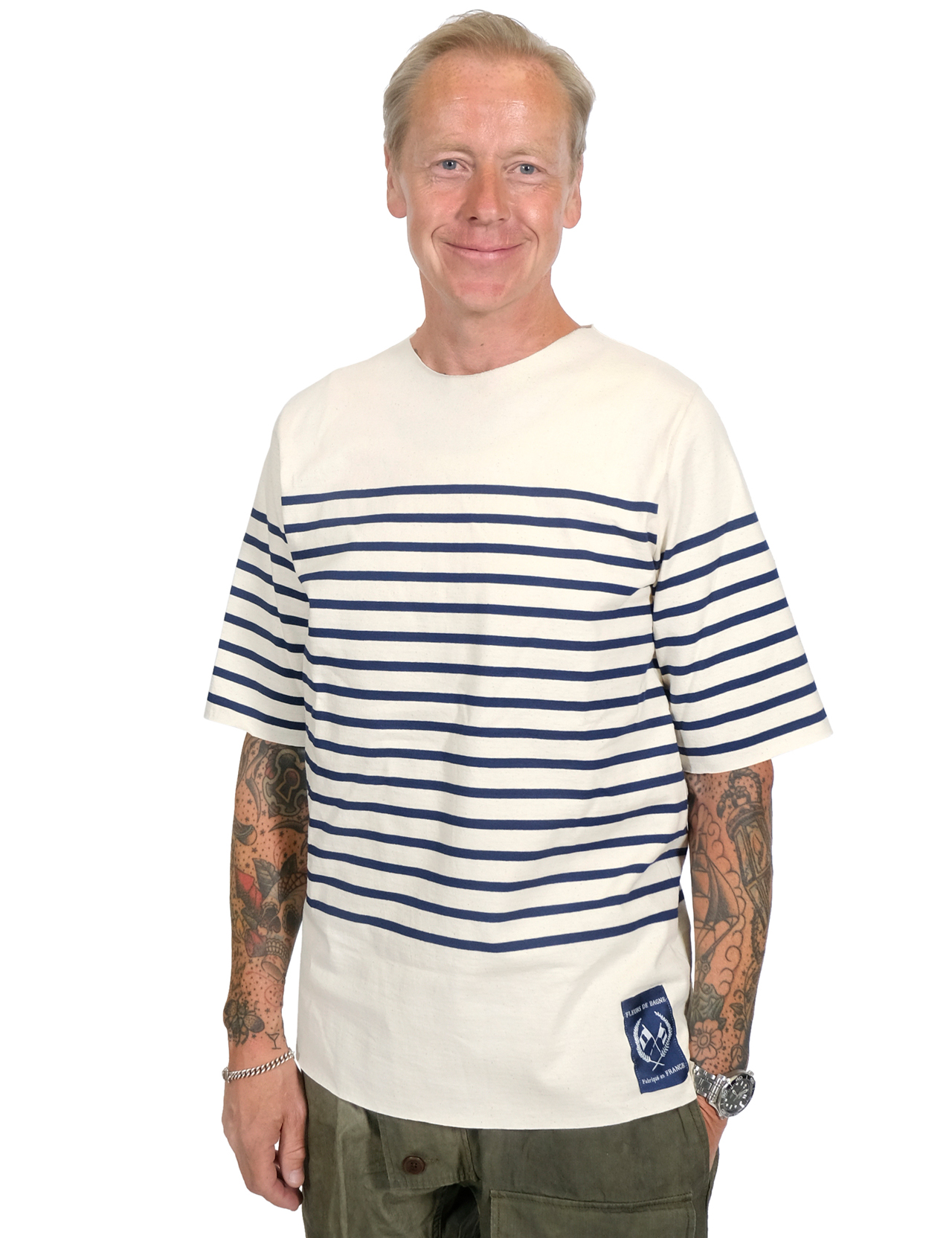 Fleurs de Bagne - The Marine Knitwear ´Toulon´ T-Shirt - Natural/Navy
