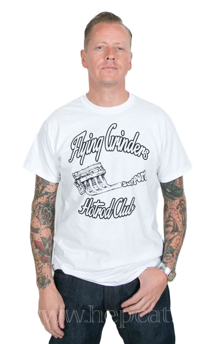 Flying Grinders Hot-Rod Club - Support Tee - White