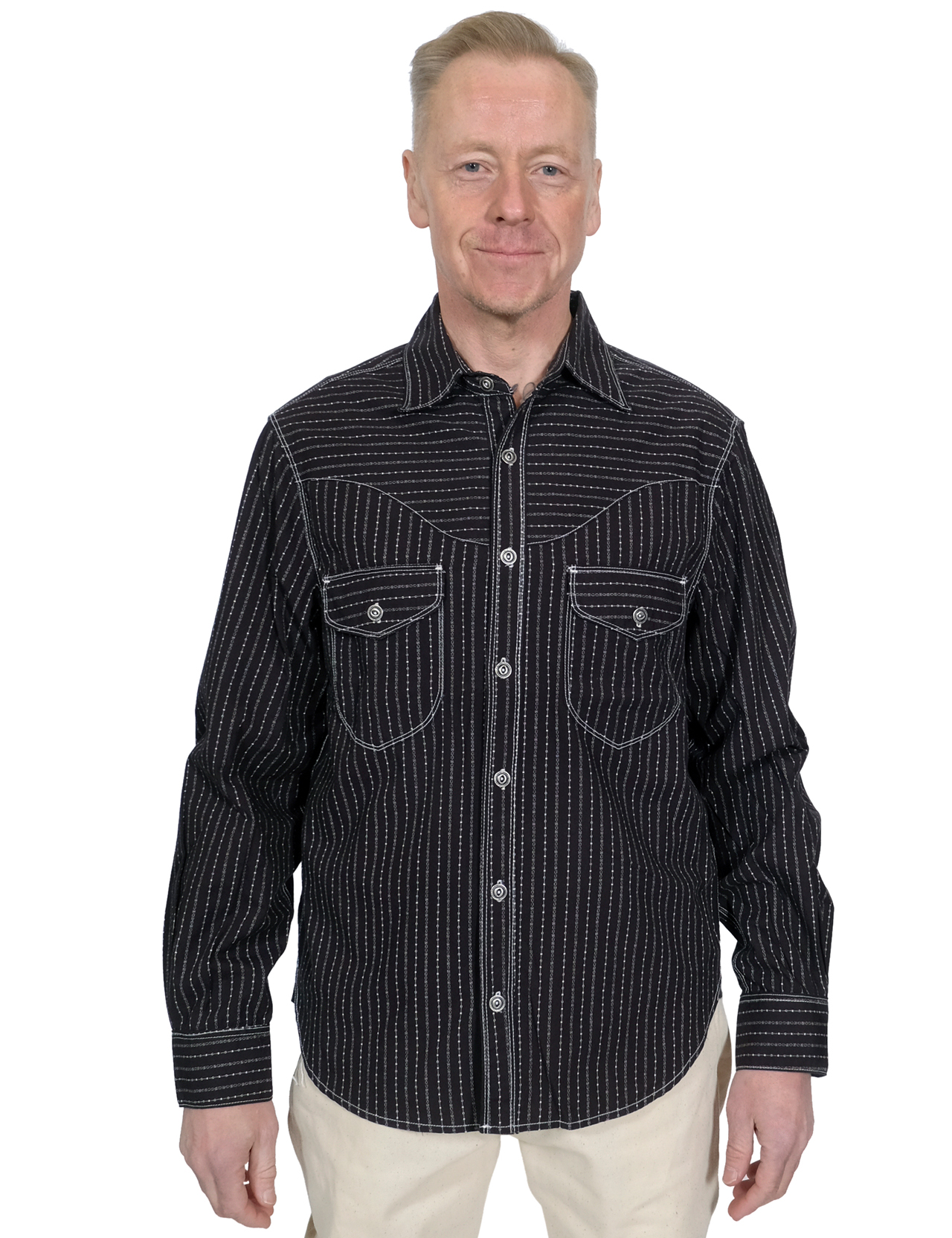 Freenote Cloth - Packard Shirt - Black Stripe