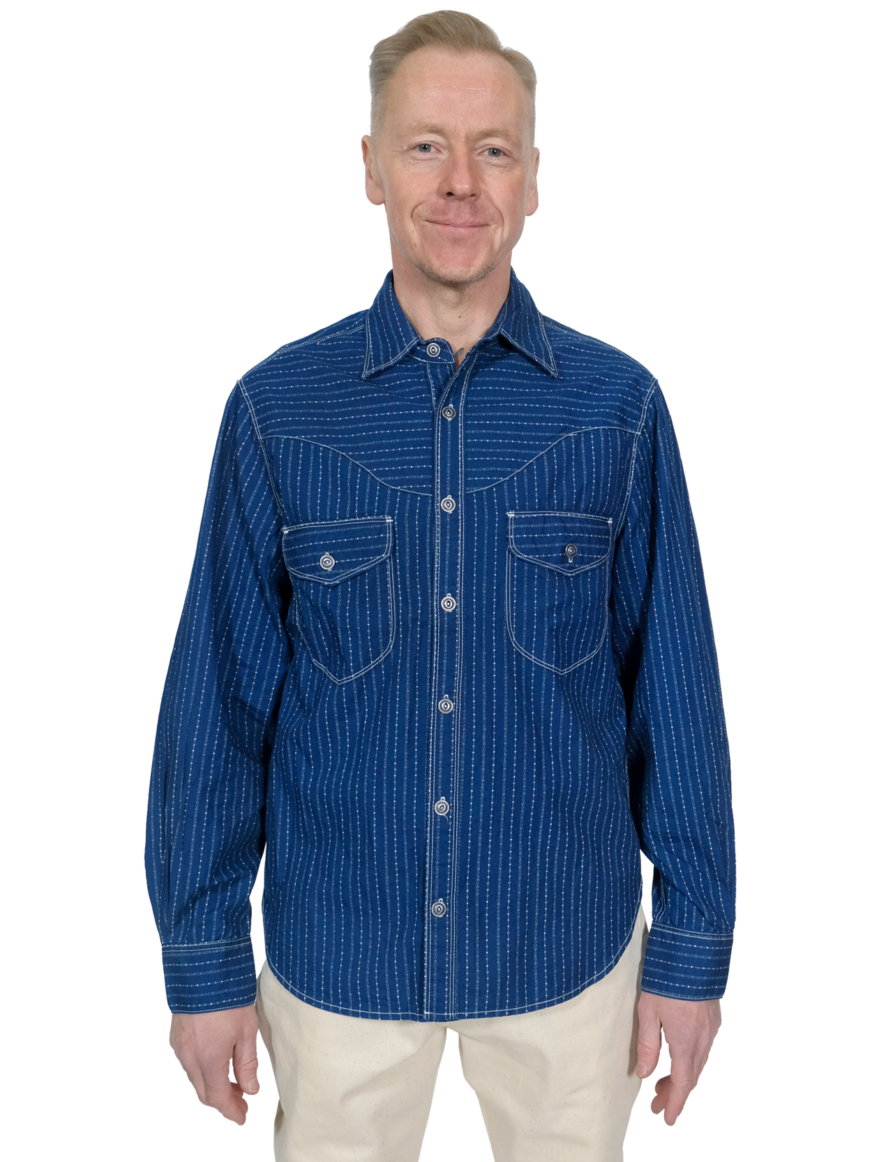 Freenote Cloth - Packard Shirt - Indigo Stripe