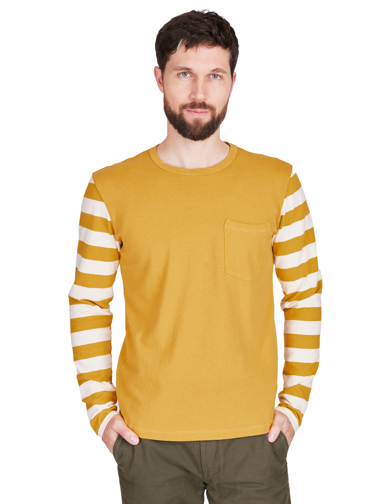 Freenote Cloth - 13 Ounce Shifter Long Sleeve Tee - Mustard Combo