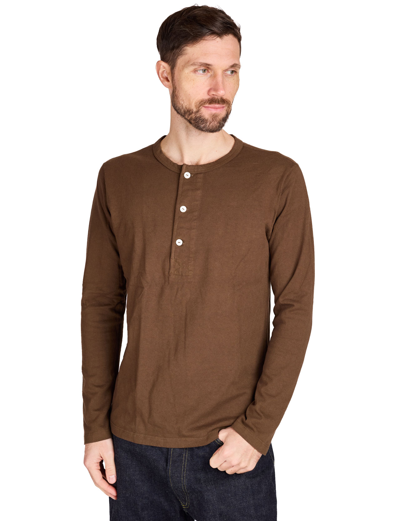 Freenote Cloth - 13 oz Long Sleeve Henley - Cedar