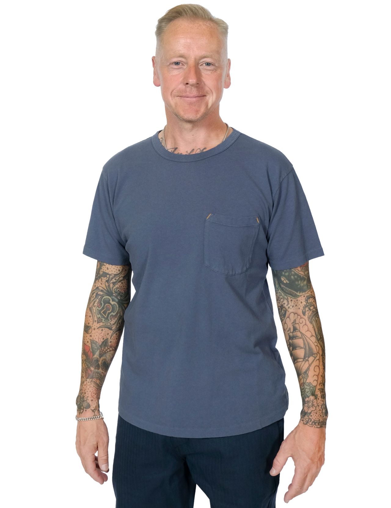 Freenote Cloth - 9 Ounce Pocket T-Shirt - Faded Blue