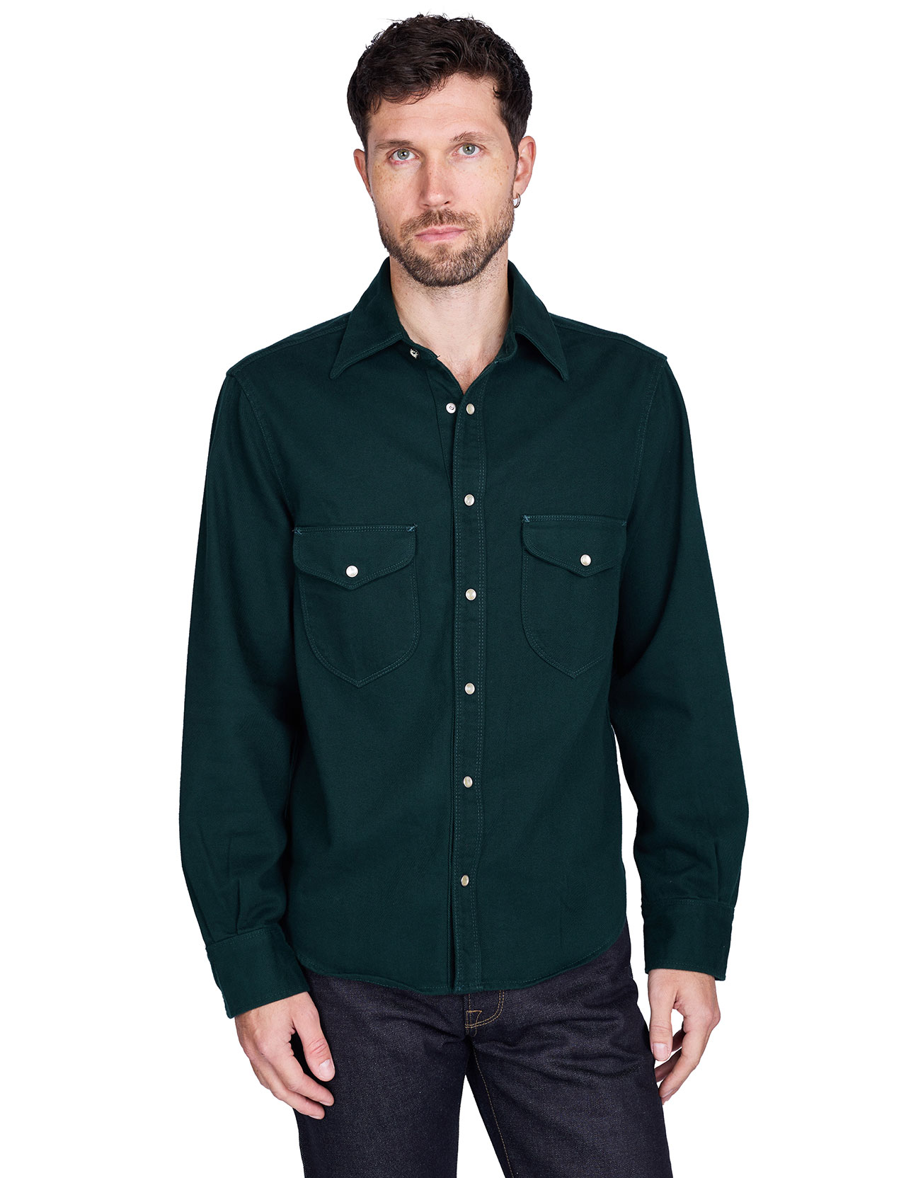 Freenote Cloth - Bodie Western Shirt - Forest Green Twill