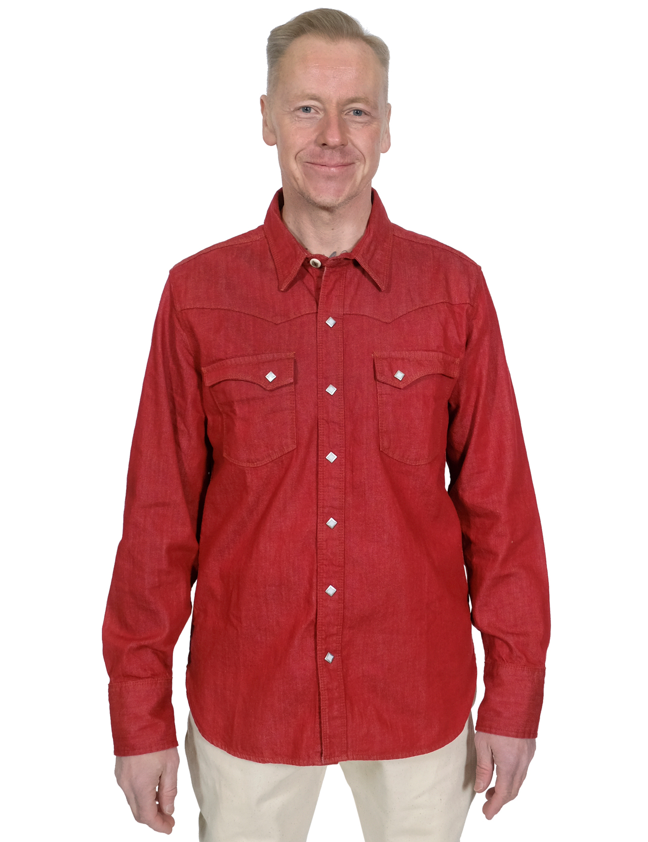 Freenote-Cloth---Calico-Denim-Shirt---Red--1