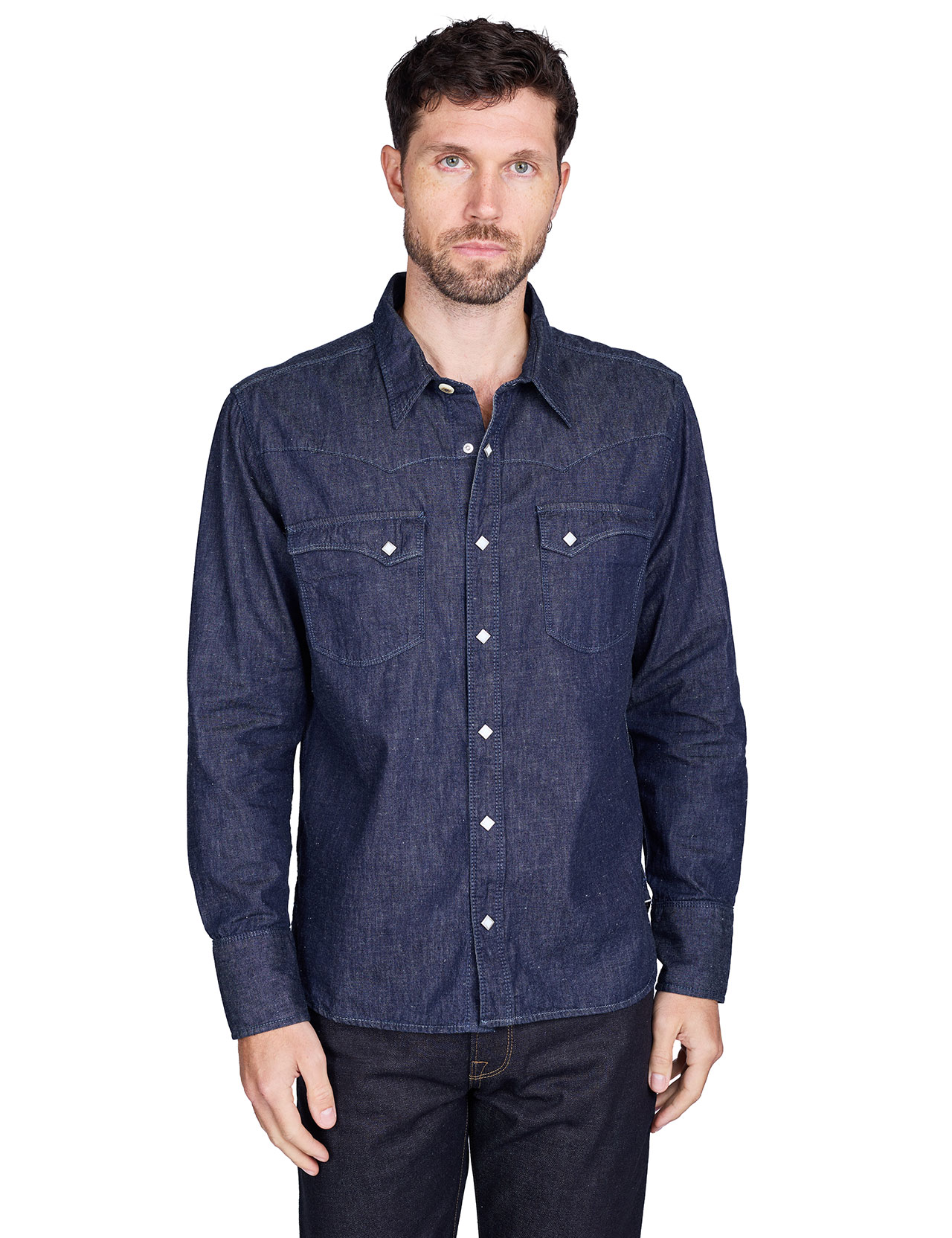 Freenote Cloth - Calico Western Shirt Rinsed Denim 6 oz - Indigo