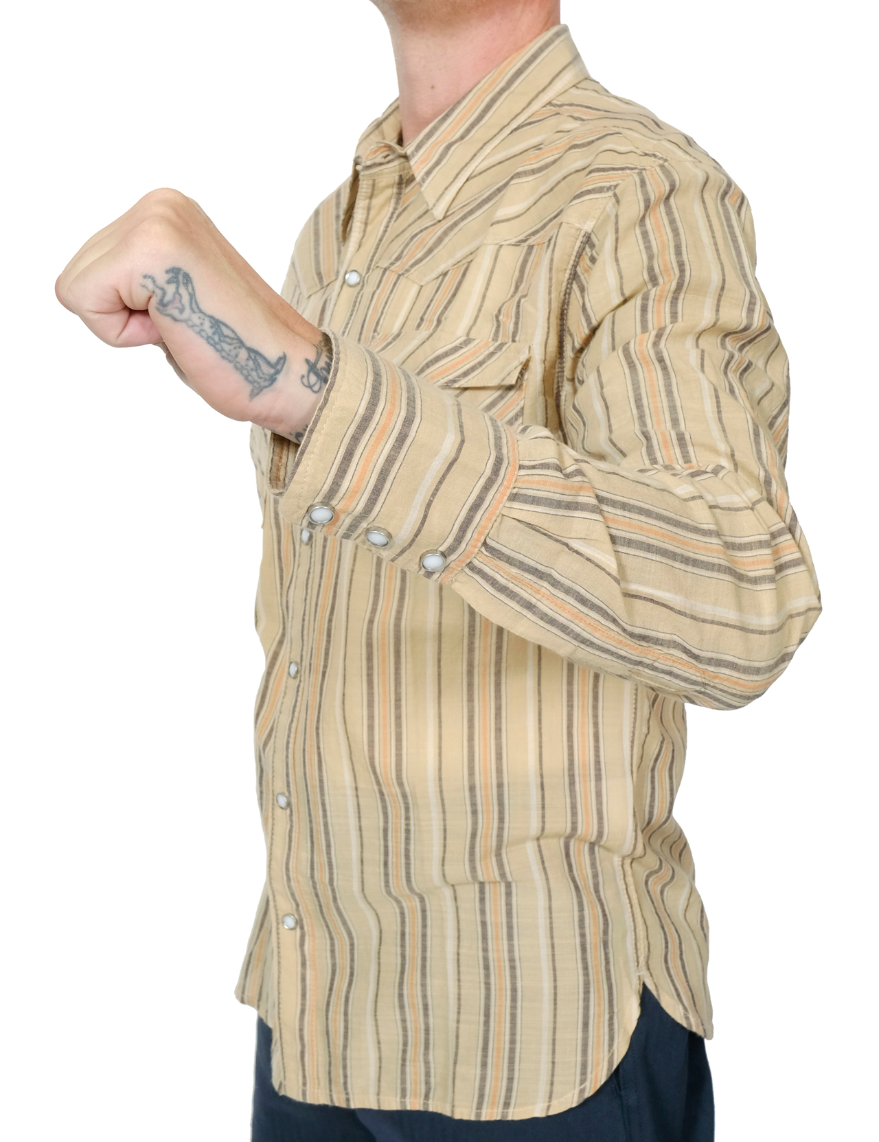 Freenote Cloth - Calico Western Shirt Stripe - Tan | Sverige