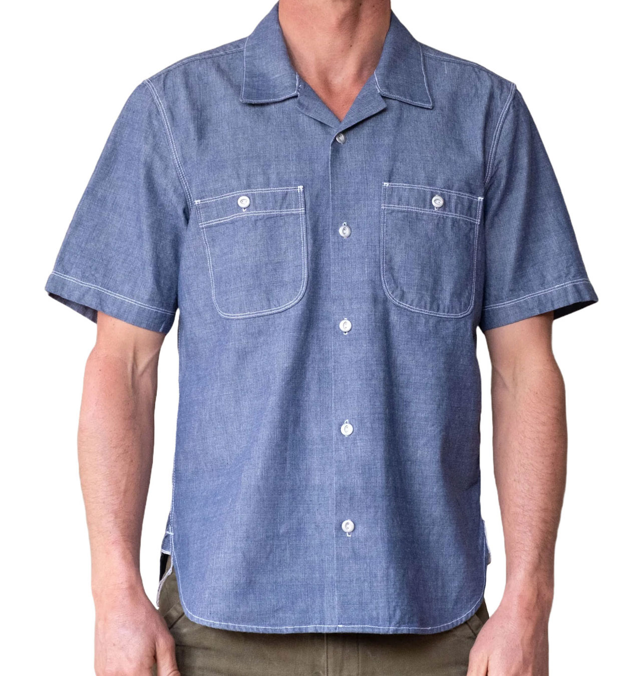 Freenote-Cloth---Dayton-Short-Sleeve-Chambray-Shirt---Blue01