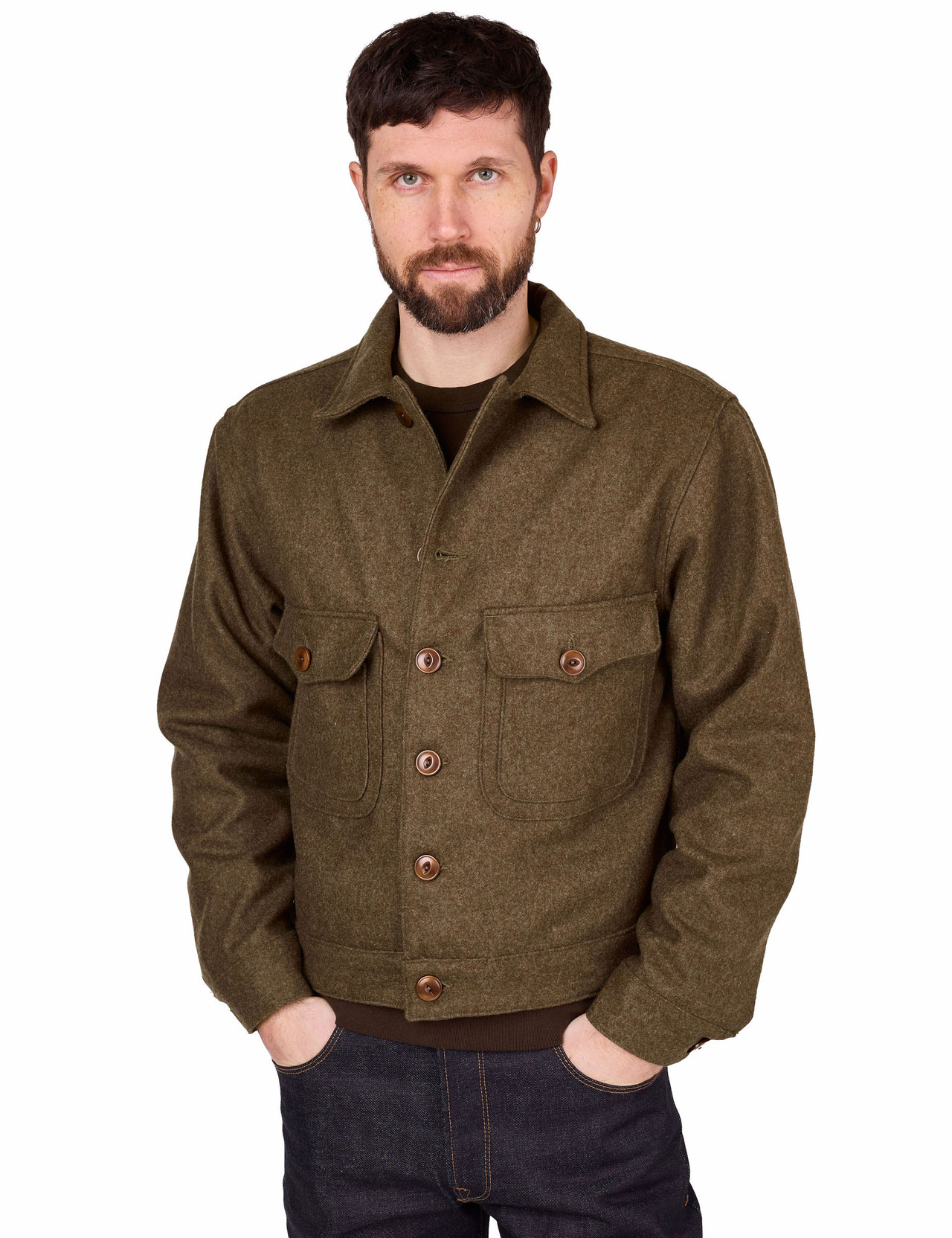 Freenote Cloth - Grafton Cropped Wool Jacket - Brown