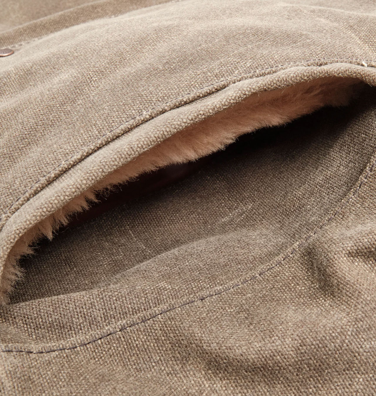 Freenote Cloth - RJ-2 Waxed Shearling Canvas Jacket 20 Ounce - Tobacco