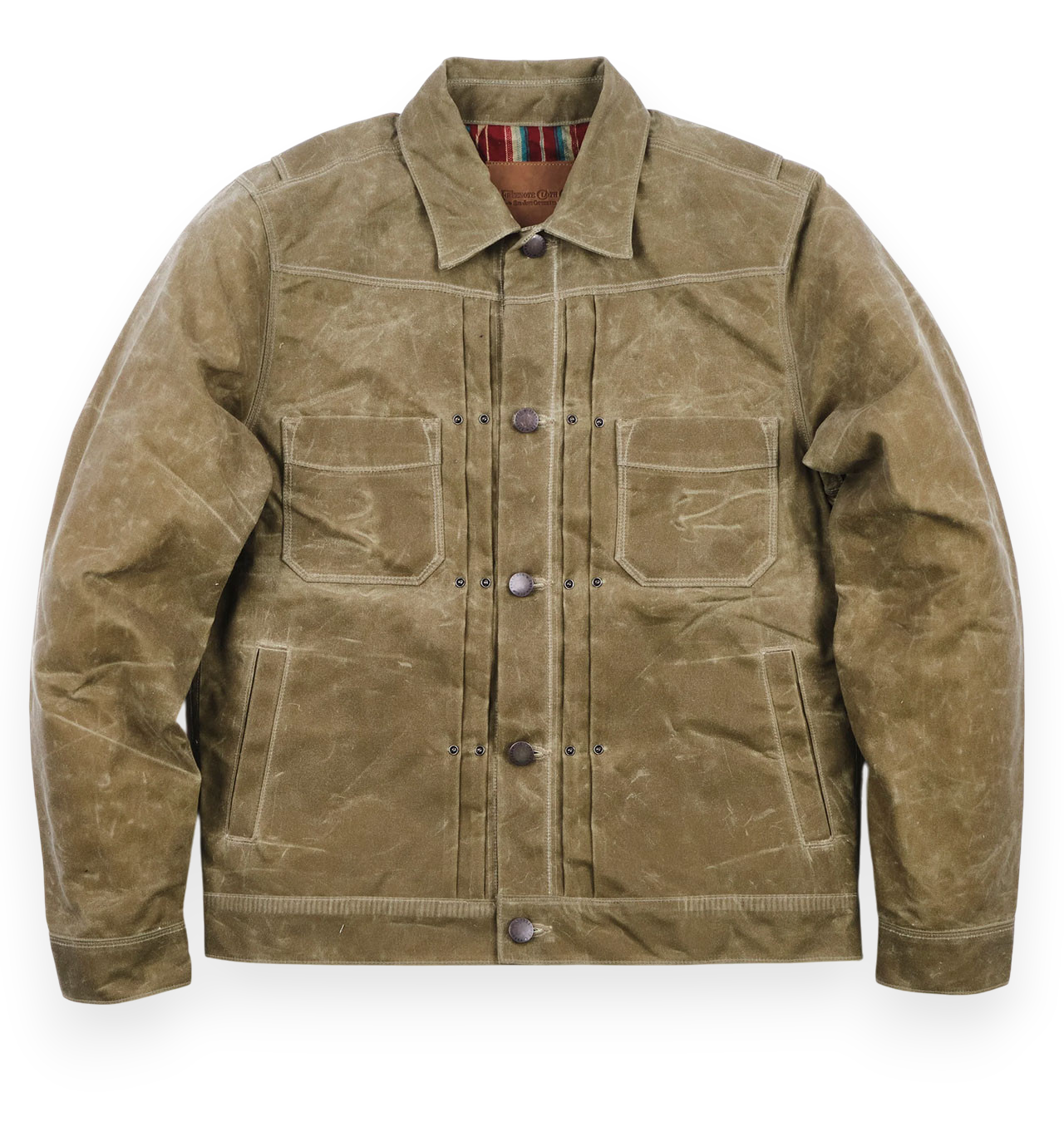 Freenote Cloth - RJ1 Riders Jacket Waxed Canvas Red Interior - Tobacco