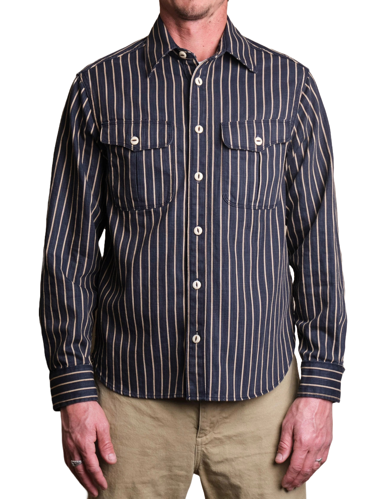 Freenote Cloth - Rancho Shirt - Navy Stripe