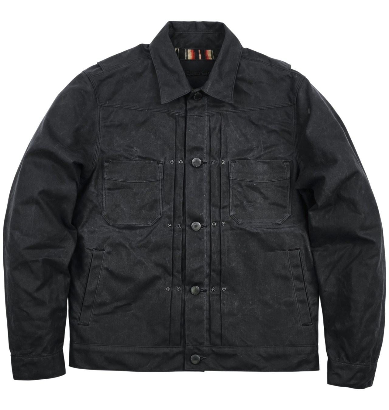 Freenote-Cloth---Riders-Jacket-Waxed-Canvas---Black-red-lining1