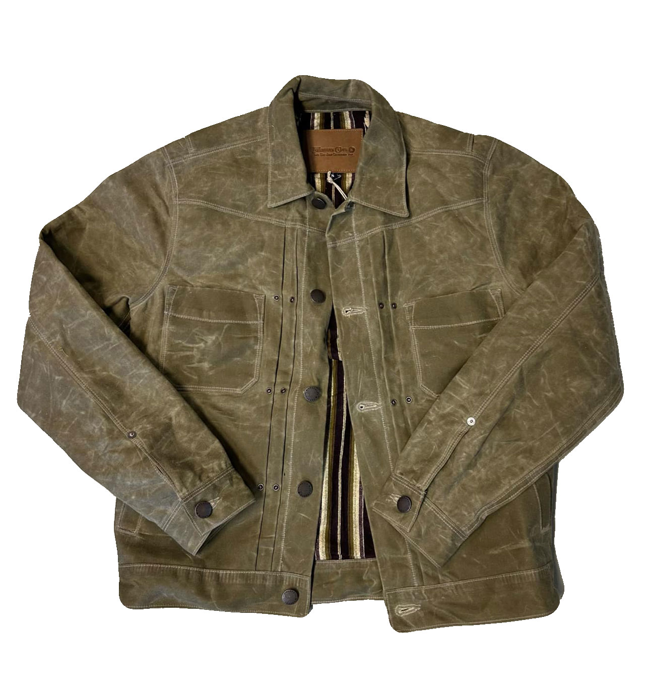 Freenote Cloth - Riders Jacket Waxed Canvas Purple Interior - Tobacco