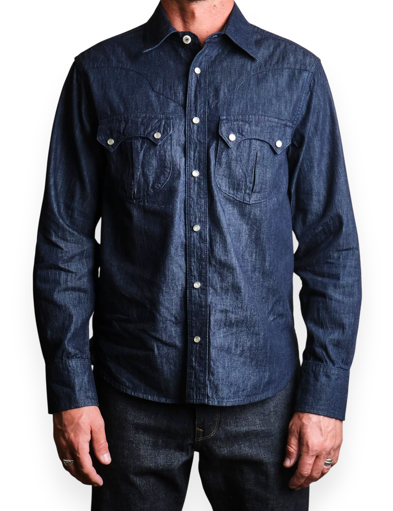 Freenote Cloth - Sinclair Western Shirt Rinsed Denim - 6 oz