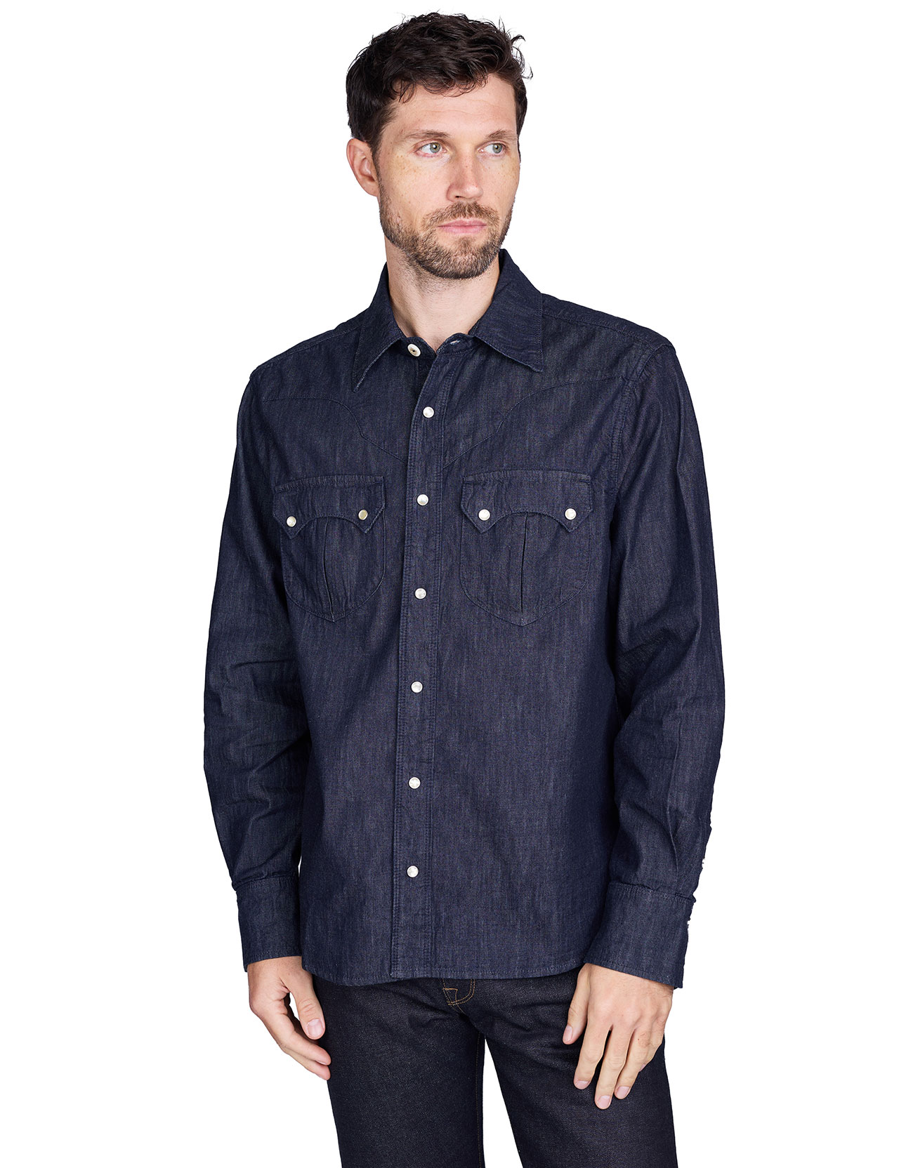 Freenote Cloth - Sinclair Western Shirt Rinsed Denim - 6 oz