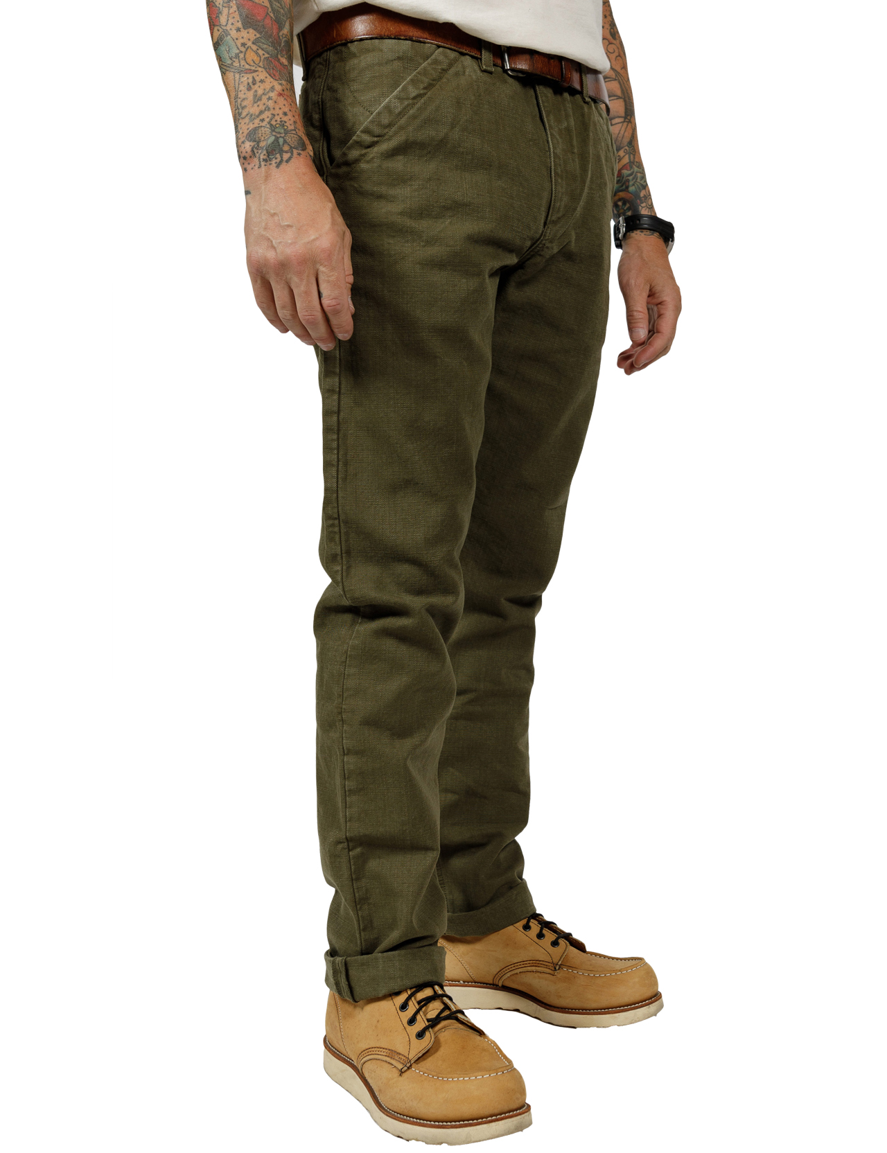 Freenote Cloth - Workers Chino Slim Fit Slub Army Green - 14 oz