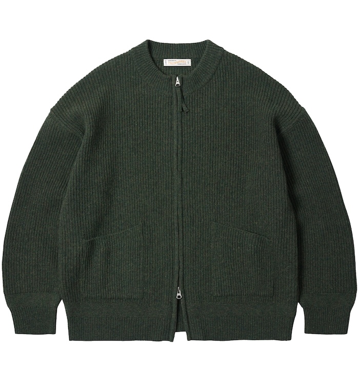 Frizmworks---Wool-deck-Zipup-Cardigan---Forest-Green-front