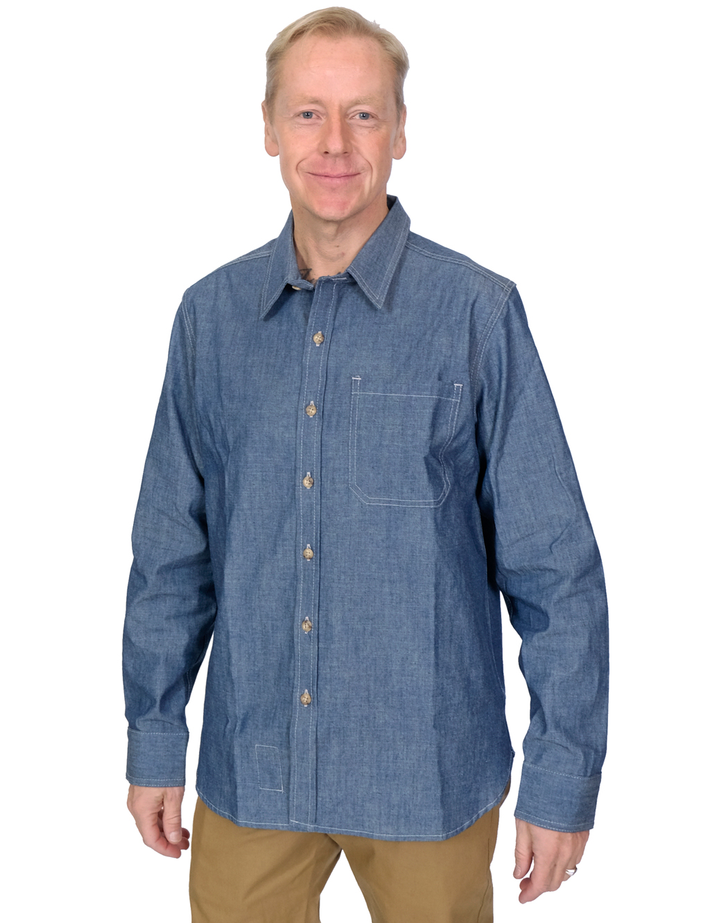 Ginew---Mohican-Crew-Shirt-Chambray-Shirt---Blue-1