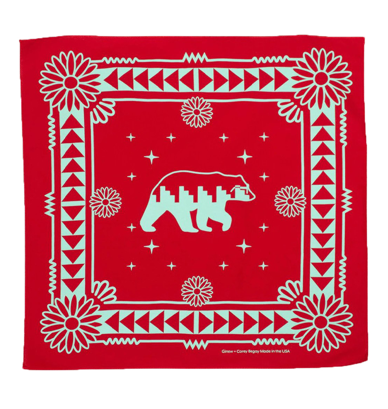 Ginew - Naasgó Forward Movement Bandana - Red/Turquoise