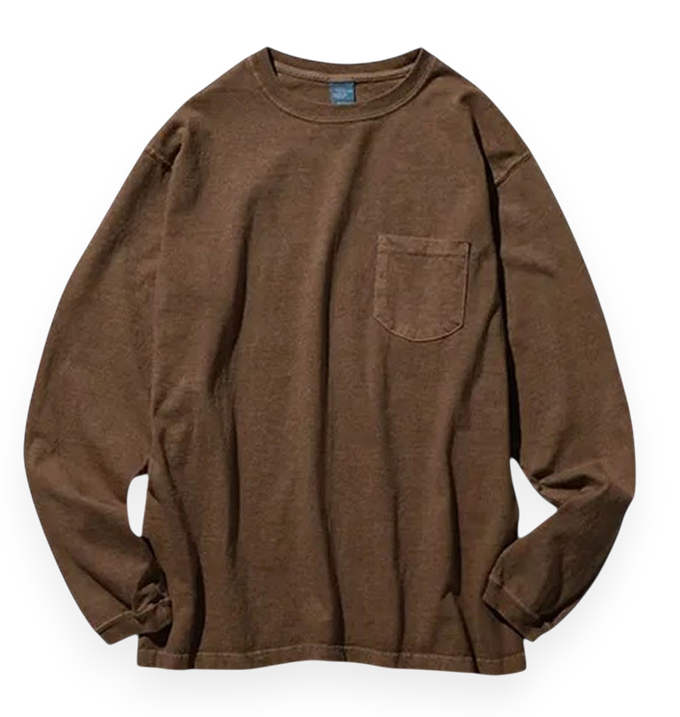 Good On - Long Sleeve Heavy Raglan Pocket T-Shirt - Pigment Dye Brown