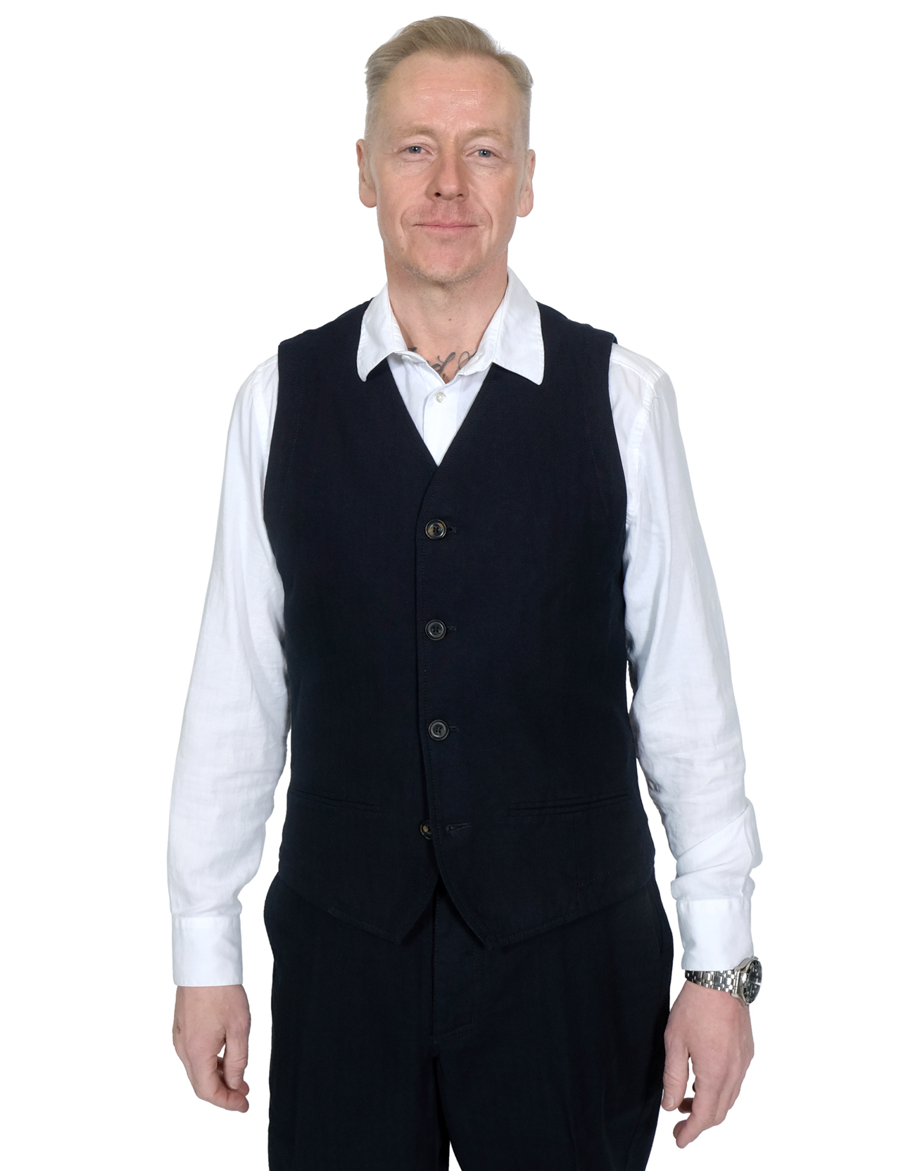 Hansen---Daniel-Classic-Waistcoat---Indigo-Herringbone-1