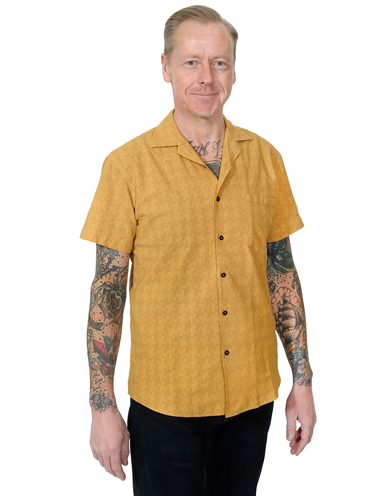 Hansen---Jonny-Short-Sleeve-Shirt---Gold-1