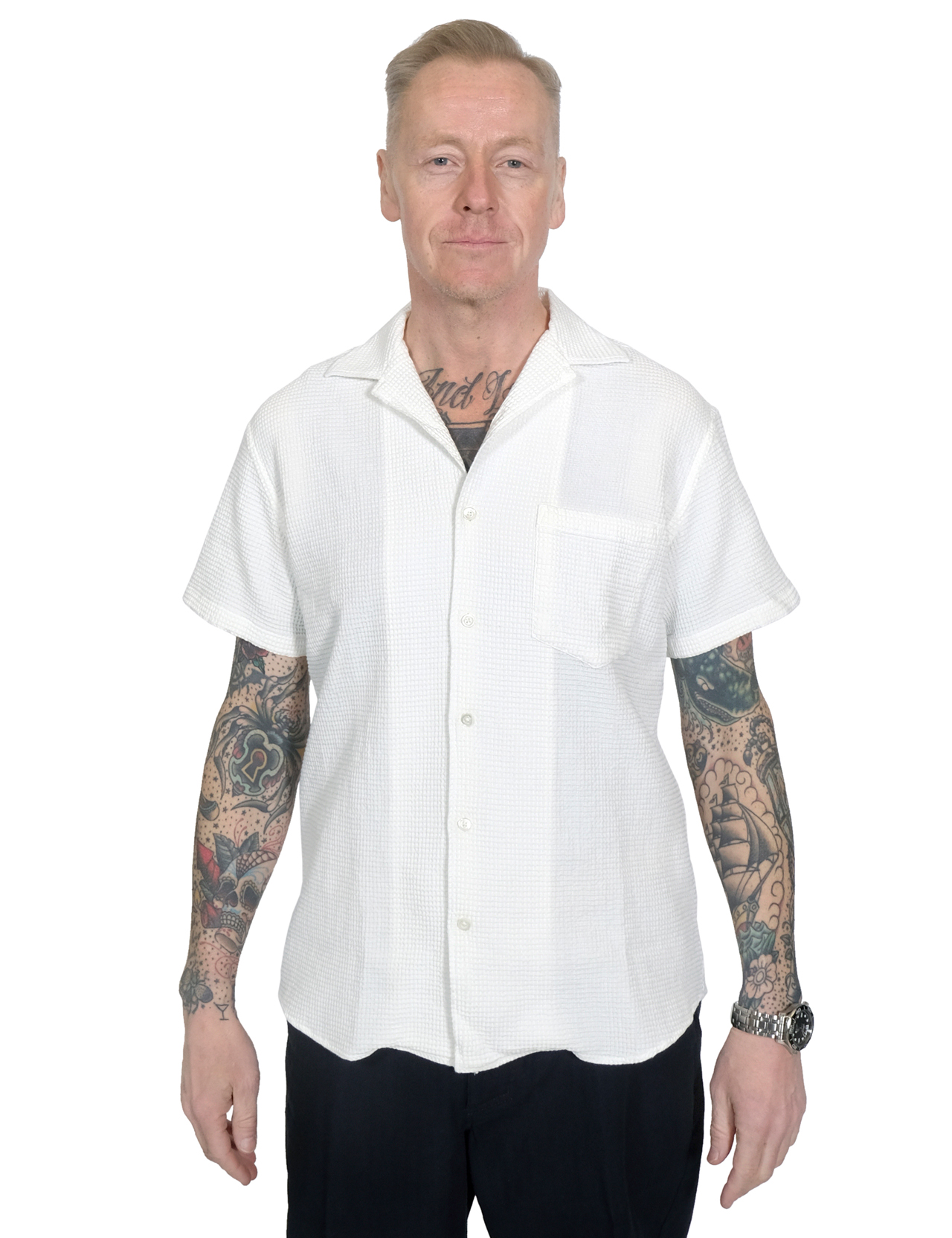 Hansen---Jonny-Short-Sleeve-Shirt---Waffle-White-1