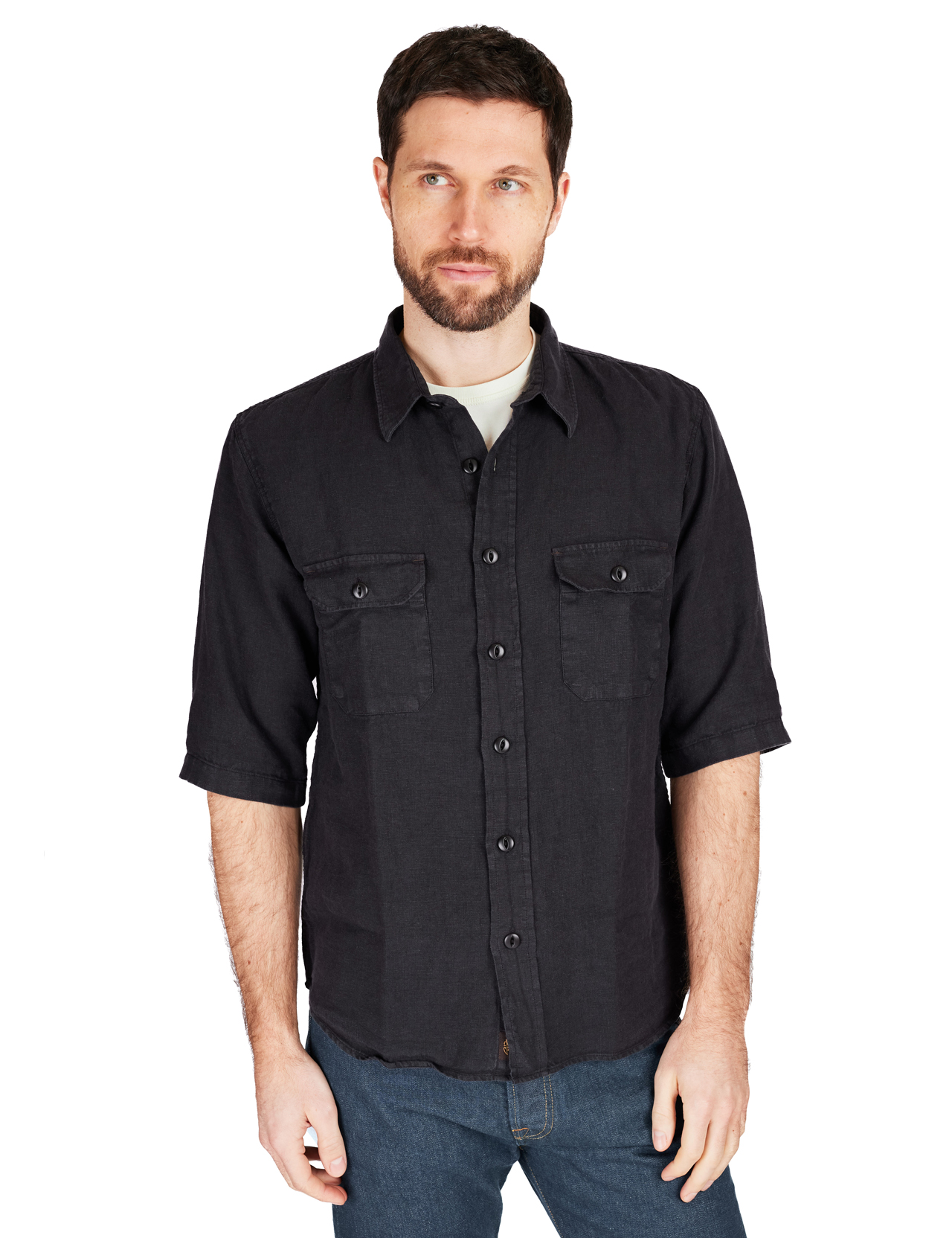 Indigofera - Delray Canvas Linen Shirt - Marshall Black