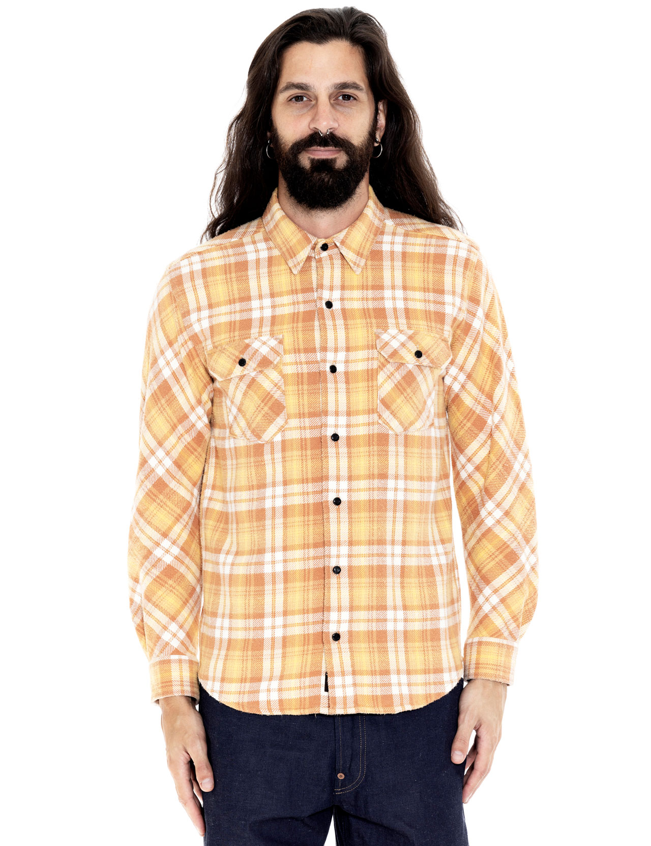 Indigofera---Bryson-Check-Flannel-Shirt---Sun-Faded-Ochre1